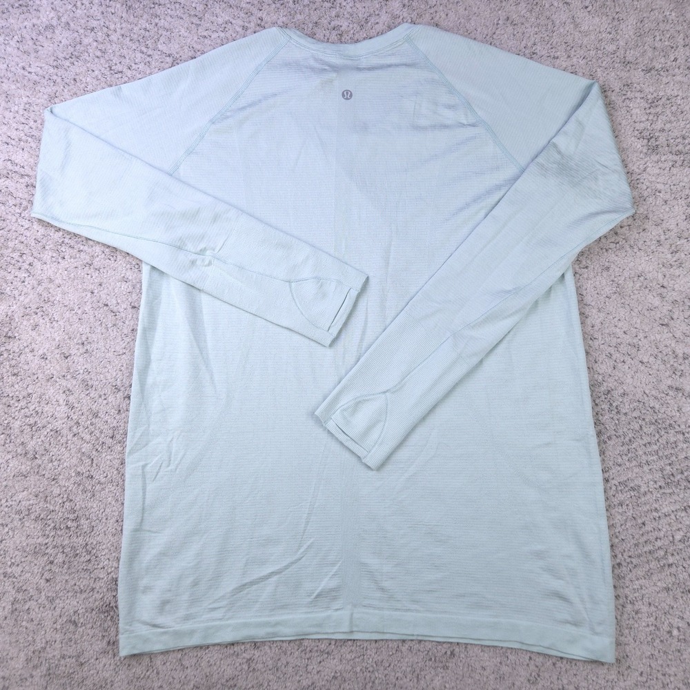 Lululemon Yoga Top Womens 16 Shirt Tee Crew Neck Long Sleeve Thumb Loops Mint - Picture 2 of 11